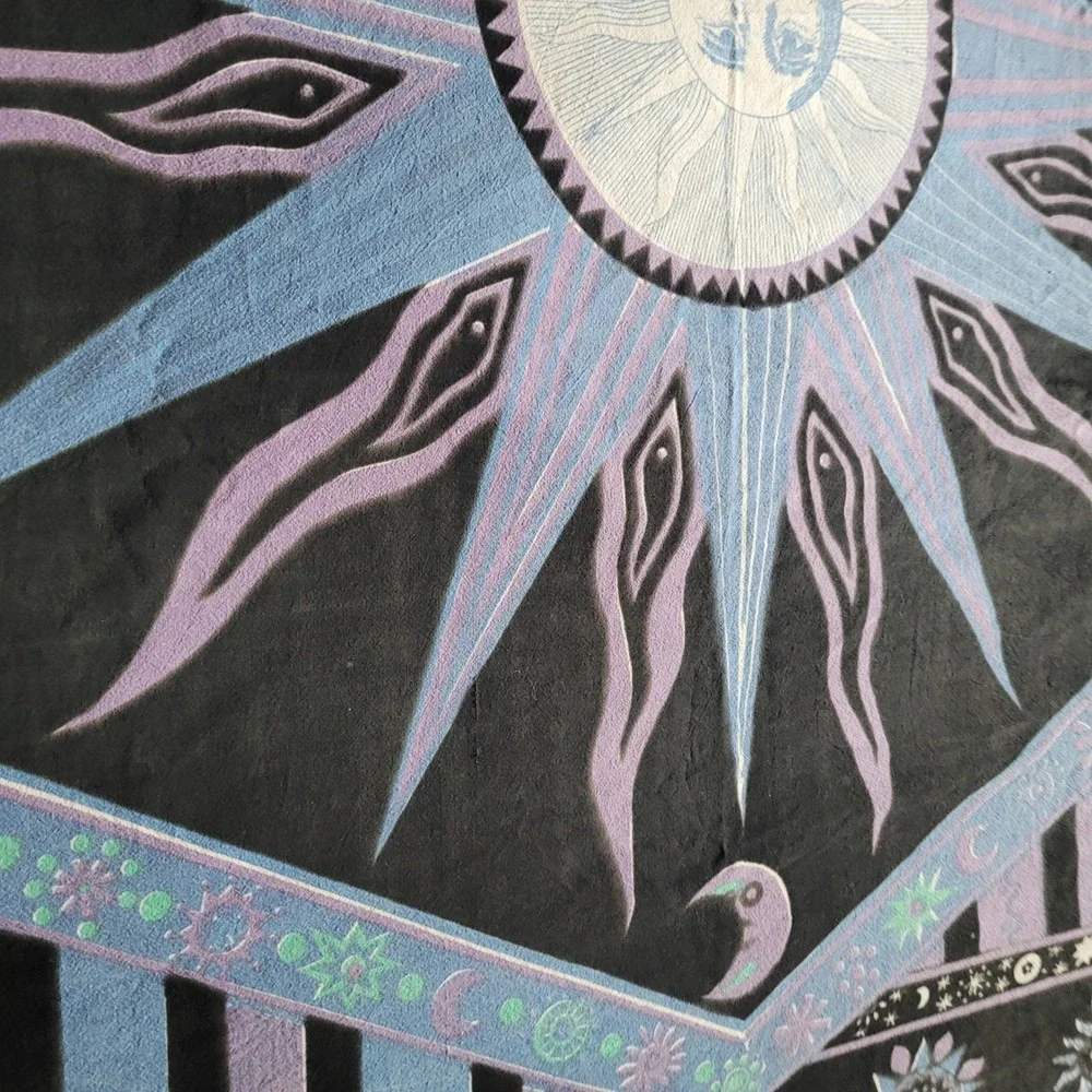 Celestial Sun Moon Stars Blue Purple Black Wall Hanging - Picture 10 of 11